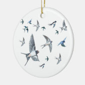 Flock of Fly Swallow Birds Illustration Keramik Ornament (Links)