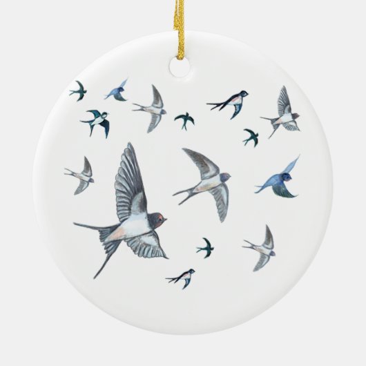 Flock of Fly Swallow Birds Illustration Keramik Ornament (Hinten)