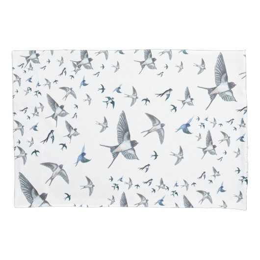 Flock of Fly Swallow Birds Illustration Kissenbezug (Vorderseite)