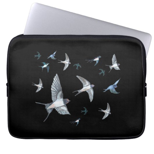 Flock of Fly Swallow Birds Illustration Laptopschutzhülle (Vorderseite)
