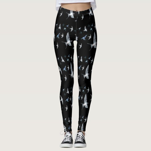 Flock of Fly Swallow Birds Illustration Leggings (Vorderseite)