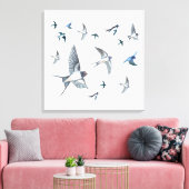 Flock of Fly Swallow Birds Illustration Leinwanddruck (Insitu (Wohnzimmer))