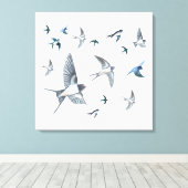 Flock of Fly Swallow Birds Illustration Leinwanddruck (Insitu (Holzboden))