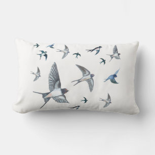 Flock of Fly Swallow Birds Illustration Lendenkissen