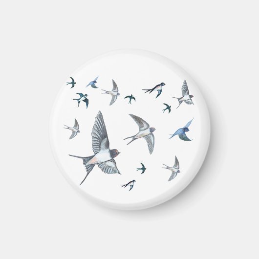Flock of Fly Swallow Birds Illustration Magnet (Vorne)