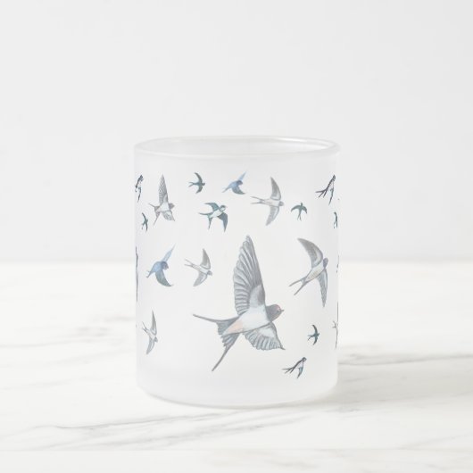 Flock of Fly Swallow Birds Illustration Mattglastasse (Mittel)