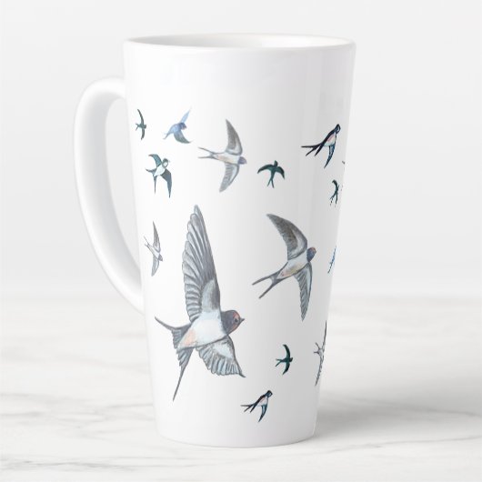 Flock of Fly Swallow Birds Illustration Milchtasse (Linke Ecke)