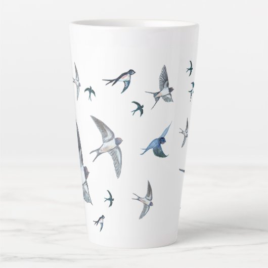 Flock of Fly Swallow Birds Illustration Milchtasse (Vorderseite)
