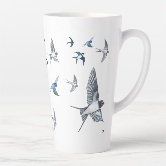 Flock of Fly Swallow Birds Illustration Milchtasse (Rechts)