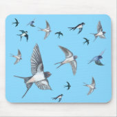 Flock of Fly Swallow Birds Illustration Mousepad (Vorne)