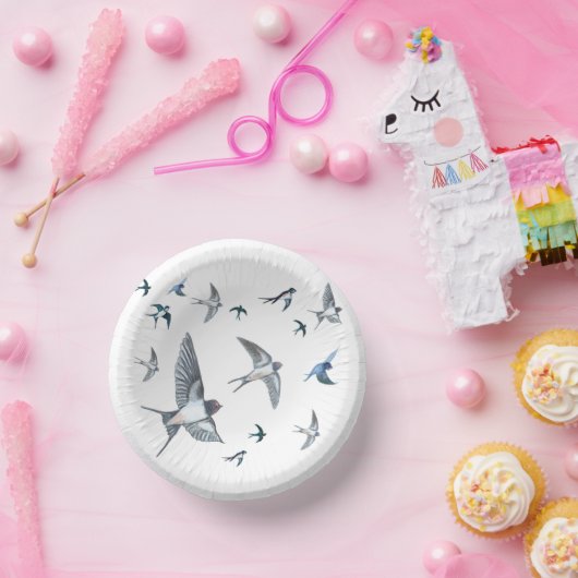 Flock of Fly Swallow Birds Illustration Pappteller (Party)