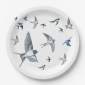 Flock of Fly Swallow Birds Illustration Pappteller (Vorderseite)