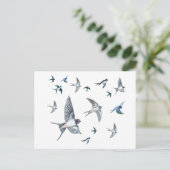 Flock of Fly Swallow Birds Illustration Postkarte (Stehend Vorderseite)