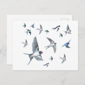 Flock of Fly Swallow Birds Illustration Postkarte (Vorne/Hinten)