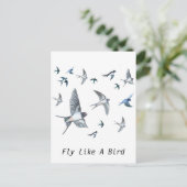 Flock of Fly Swallow Birds Illustration Postkarte (Stehend Vorderseite)