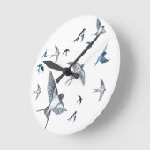 Flock of Fly Swallow Birds Illustration Runde Wanduhr (Winkel)