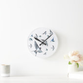 Flock of Fly Swallow Birds Illustration Runde Wanduhr (Zuhause)