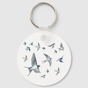 Flock of Fly Swallow Birds Illustration Schlüsselanhänger