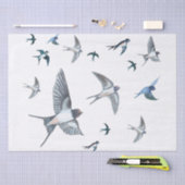 Flock of Fly Swallow Birds Illustration Seidenpapier (Handwerk)