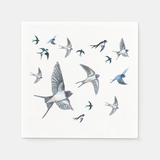 Flock of Fly Swallow Birds Illustration Serviette (Vorderseite)