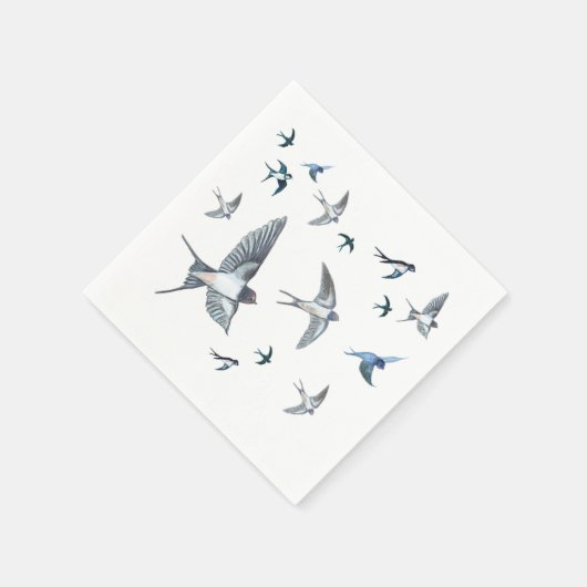 Flock of Fly Swallow Birds Illustration Serviette (Ecke)
