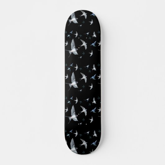 Flock of Fly Swallow Birds Illustration Skateboard (Vorne)