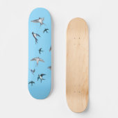 Flock of Fly Swallow Birds Illustration Skateboard (Vorderseite)