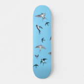 Flock of Fly Swallow Birds Illustration Skateboard (Vorne)