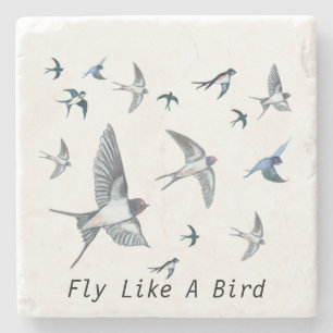 Flock of Fly Swallow Birds Illustration Steinuntersetzer