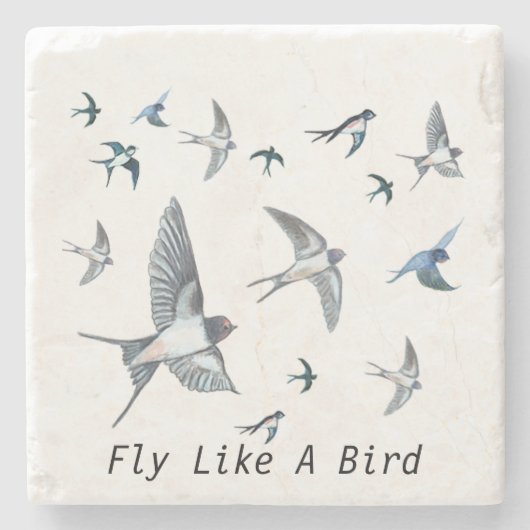 Flock of Fly Swallow Birds Illustration Steinuntersetzer (Vorderseite)