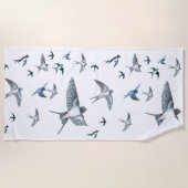 Flock of Fly Swallow Birds Illustration Strandtuch (Vorderseite)