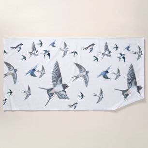 Flock of Fly Swallow Birds Illustration Strandtuch
