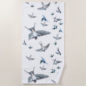 Flock of Fly Swallow Birds Illustration Strandtuch (Vorderseite)