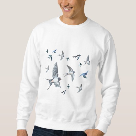 Flock of Fly Swallow Birds Illustration Sweatshirt (Vorderseite)