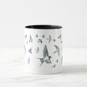 Flock of Fly Swallow Birds Illustration Tasse (Zentrum)