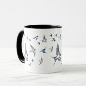 Flock of Fly Swallow Birds Illustration Tasse (Vorderseite Links)