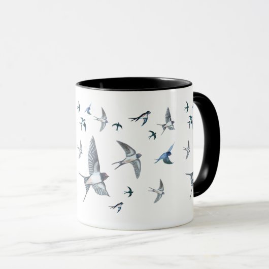 Flock of Fly Swallow Birds Illustration Tasse (VorderseiteRechts)