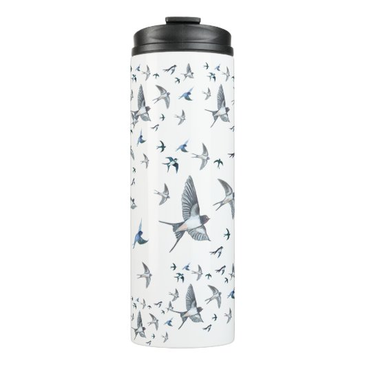 Flock of Fly Swallow Birds Illustration Thermosbecher (Vorderseite)