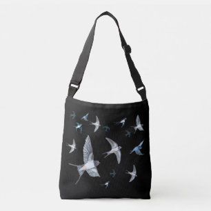 Flock of Fly Swallow Birds Illustration Tragetaschen Mit Langen Trägern