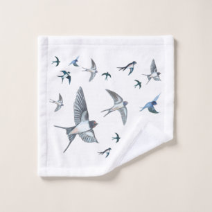 Flock of Fly Swallow Birds Illustration Waschlappen