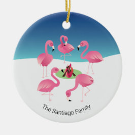 Flock um das Campfire Rosa Flamingos Urlaub Keramik Ornament