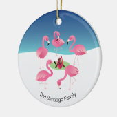 Flock um das Campfire Rosa Flamingos Urlaub Keramik Ornament (Links)