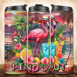 Flock um und finde heraus Summer Pink Flamingo Thermosbecher
