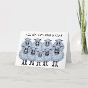 Flock von glücklichen Schafen und Lamm Karte