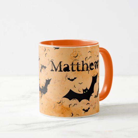 Flock von Halloween-Fledermäusen, dein Name auf Or Tasse (VorderseiteRechts)