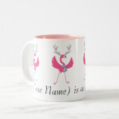 Flock von Pink Weihnachten Flamingo Santa Individu Zweifarbige Tasse (Vorderseite Links)