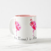 Flock von rosa Flamingos und Rose Individuelle Nam Zweifarbige Tasse (Vorderseite Links)