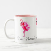 Flock von rosa Flamingos und Rose Individuelle Nam Zweifarbige Tasse (Links)