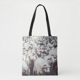 Flock von weißen und schwarzen Schafen Tasche
