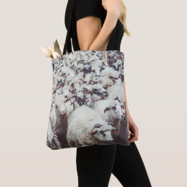 Flock von weißen und schwarzen Schafen Tasche